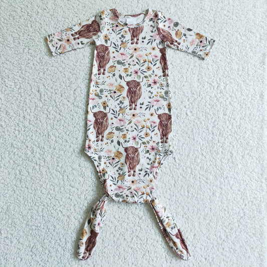 NB0013 Baby Alpine Cow Long Sleeve Nightgown