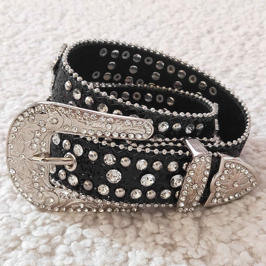 GB0005  Baby Girls Black Diamond Belt