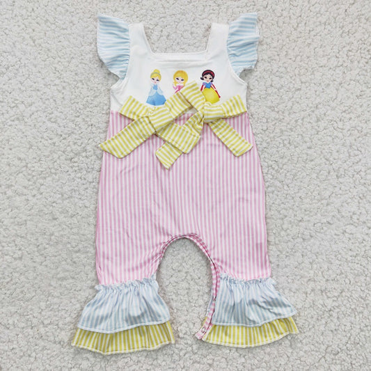 SR0139 Girls cartoon princess jumpsuit with flying sleeves